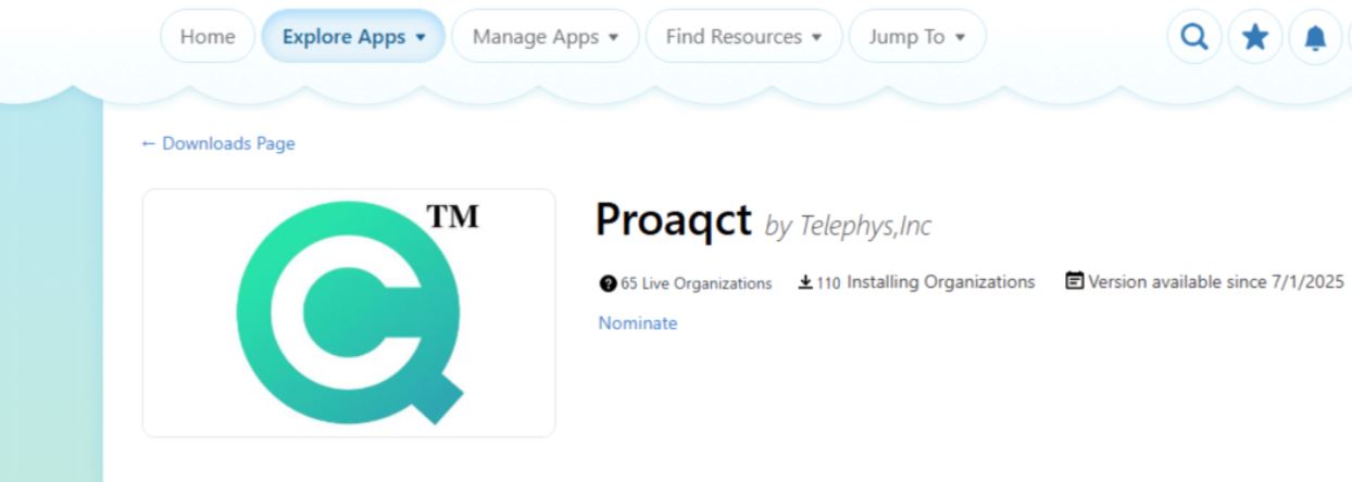 ProAqCT listing in the Epic Showroom